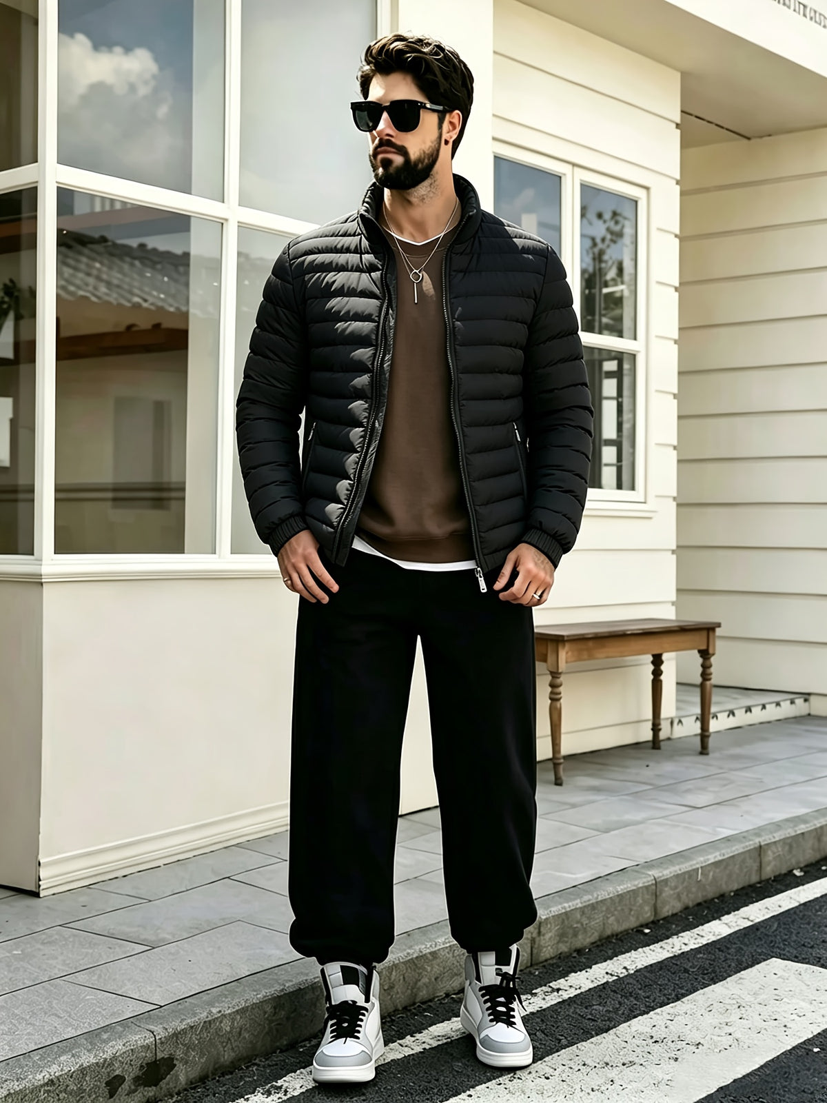 Veste pour homme, coupe-vent, à col montant