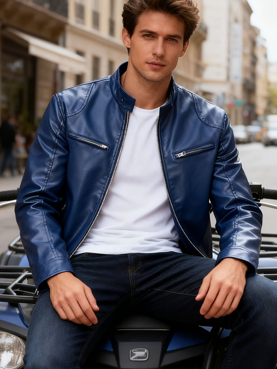 Veste, à col montant, bleu, photo 8