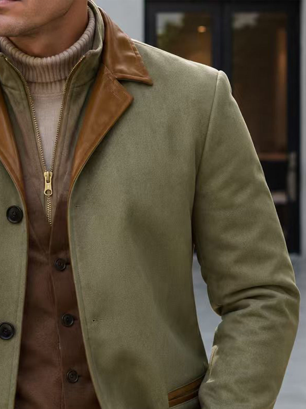 Manteau, tweed, à revers, bleu, photo 12