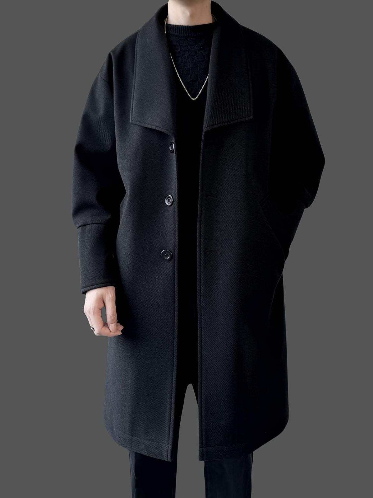 Manteau long pour homme, à revers, abricot