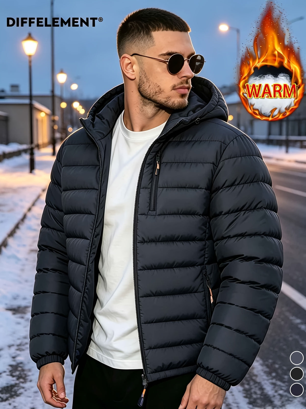 Veste pour homme, coupe-vent, à capuche, col montant