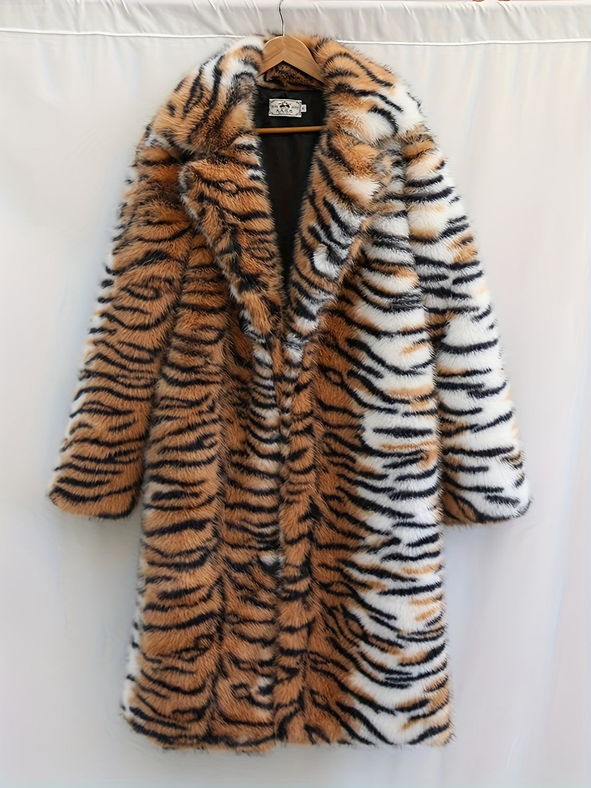 Manteau en fausse fourrure long pour homme, à revers, long