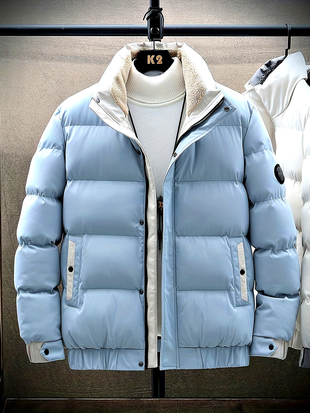 Manteau matelassé pour homme, grandes tailles, à revers