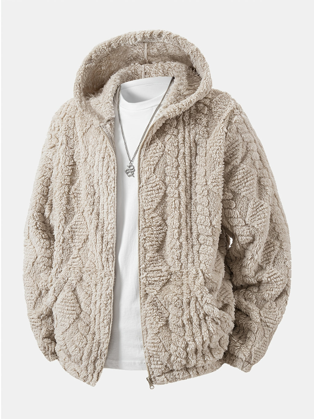 Veste long pour homme, à capuche, chameau