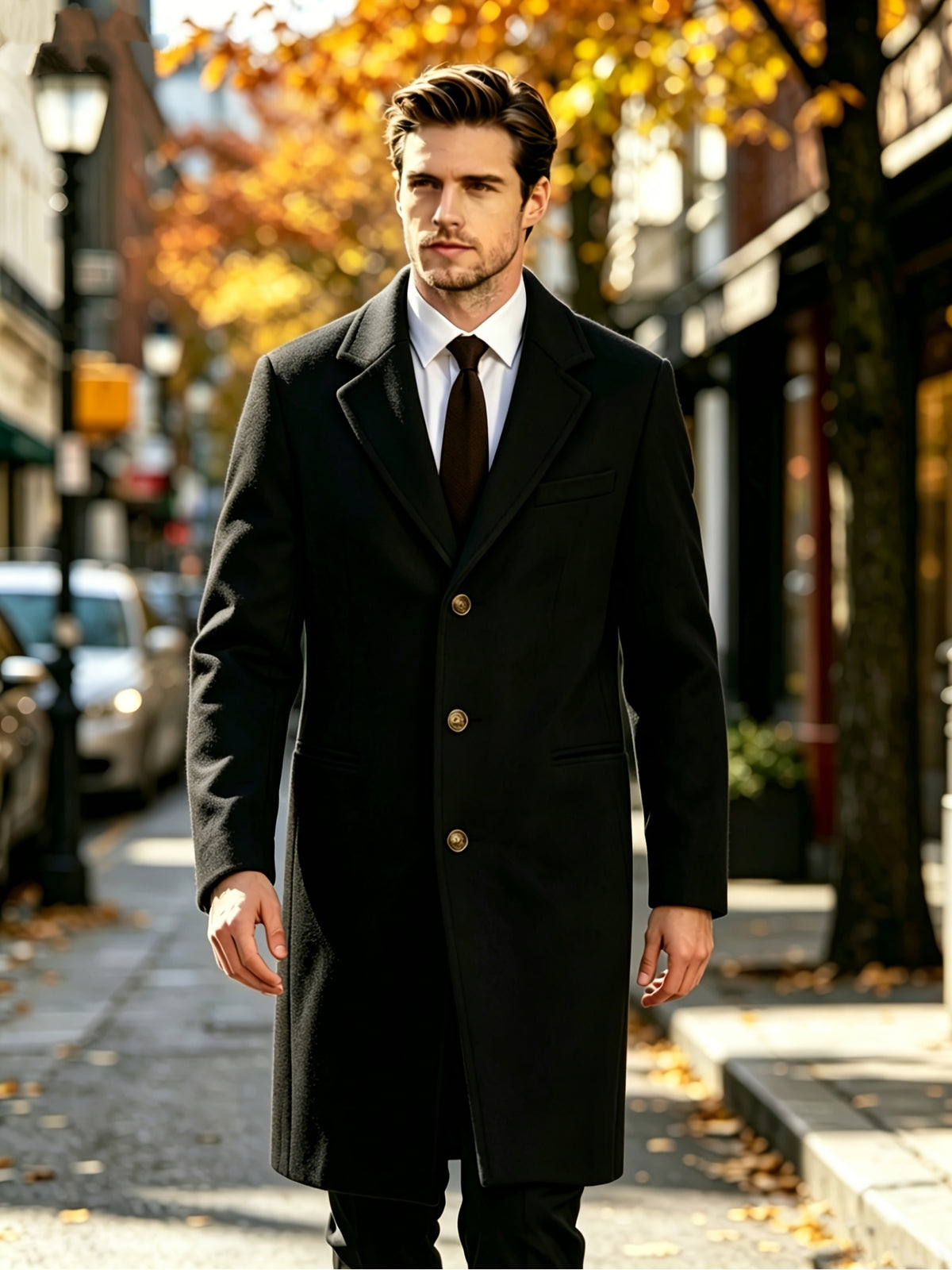 Manteau pour homme, à revers, gris