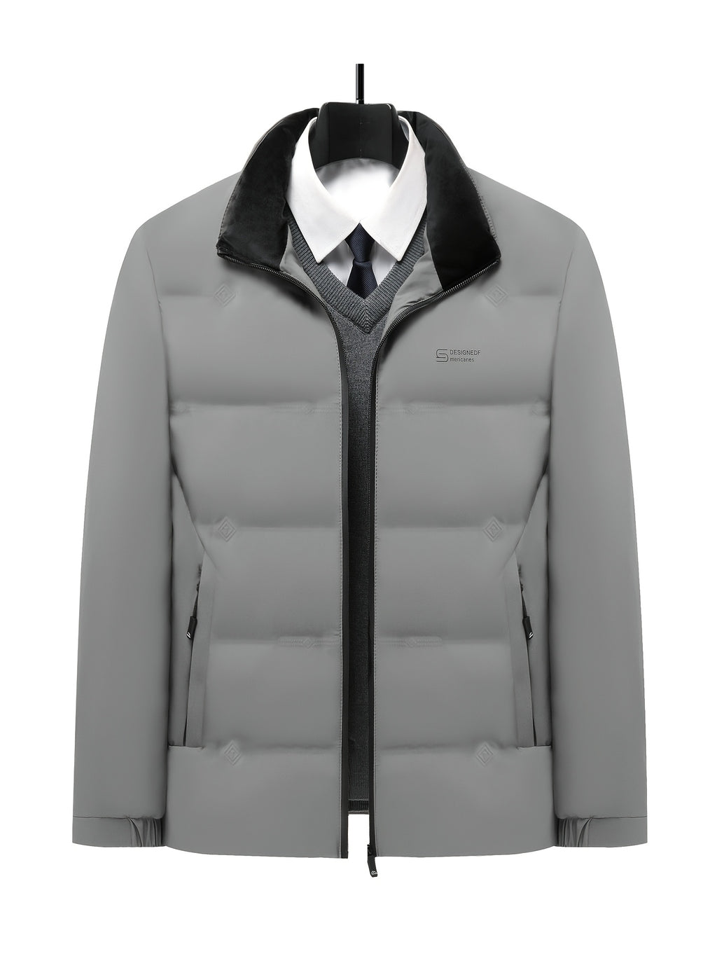 Veste pour homme, à col montant, bleu marine