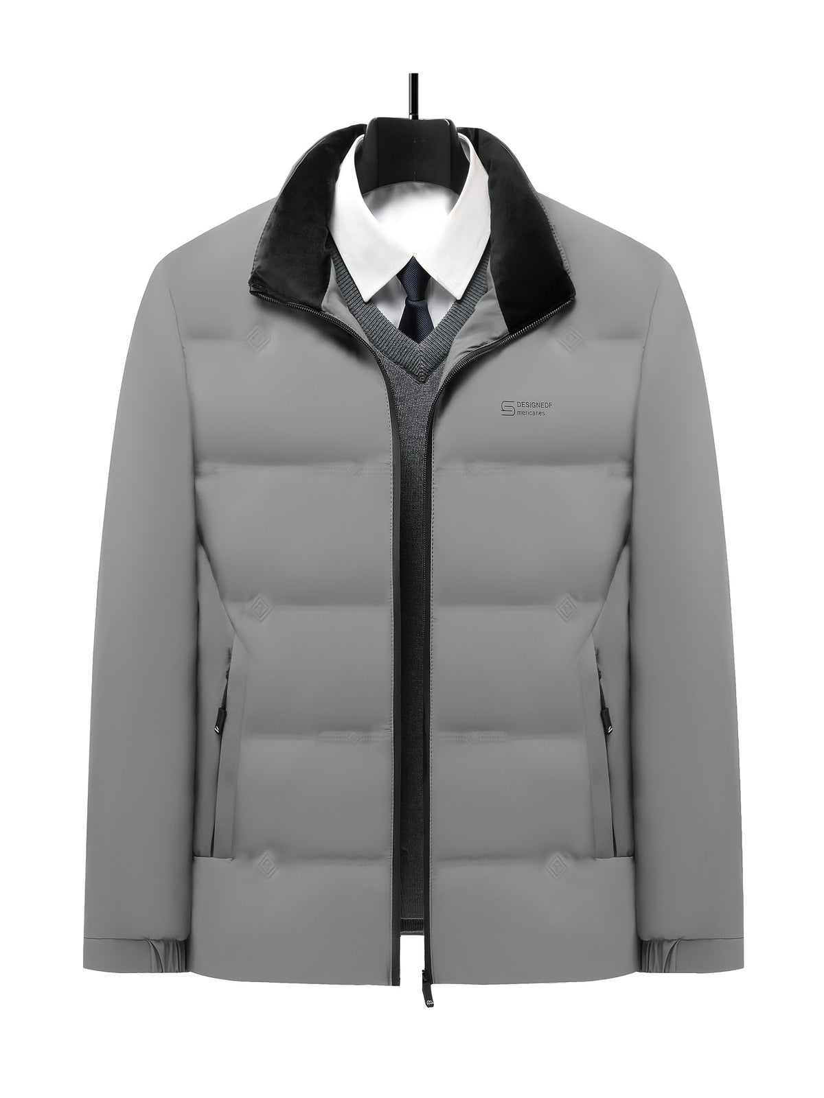Veste pour homme, à col montant, bleu marine