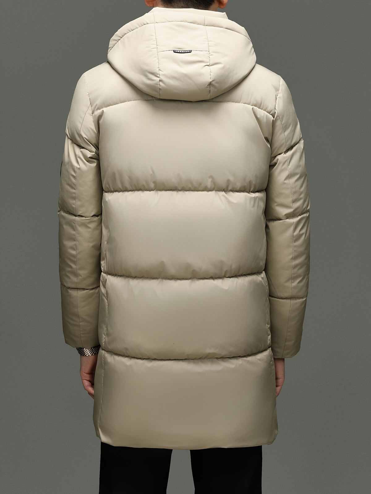 Manteau matelassé long pour homme, à capuche, noir