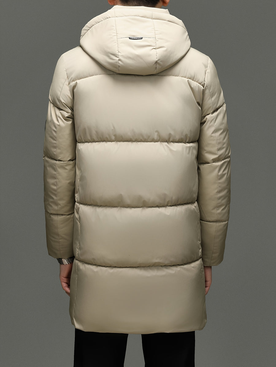 Manteau matelassé long, à capuche, noir, photo 14