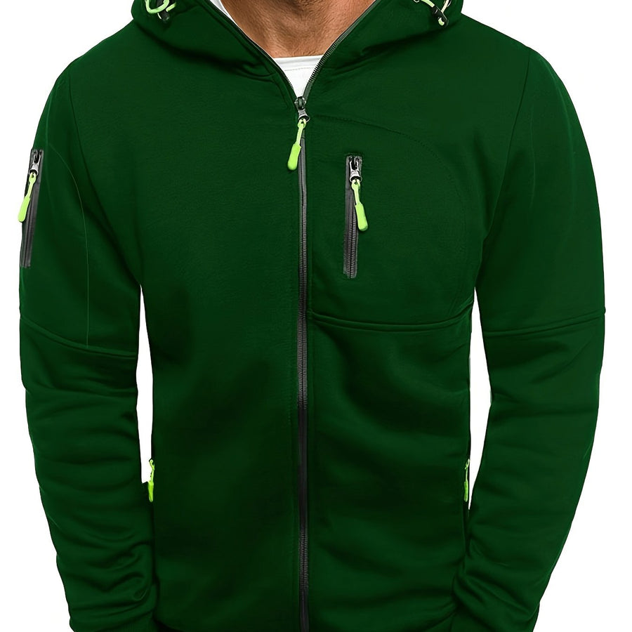 Veste longue, à capuche, coloris vert foncé