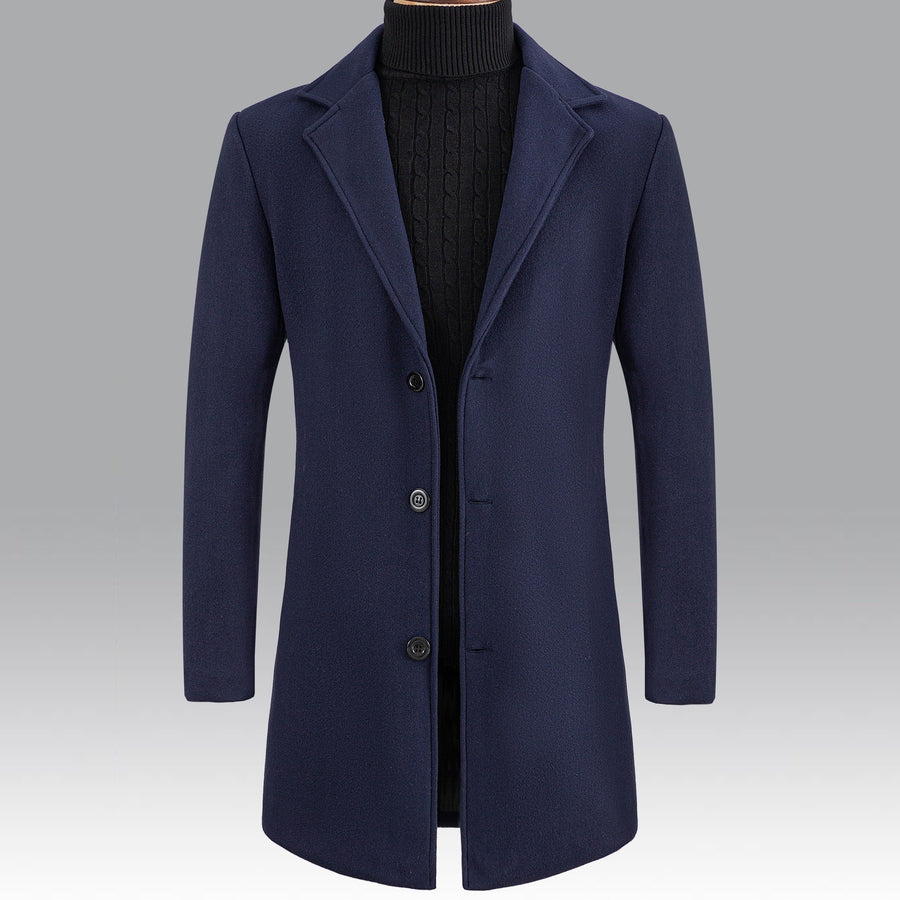 Trench long, à revers, gris argenté, coloris couleur marine