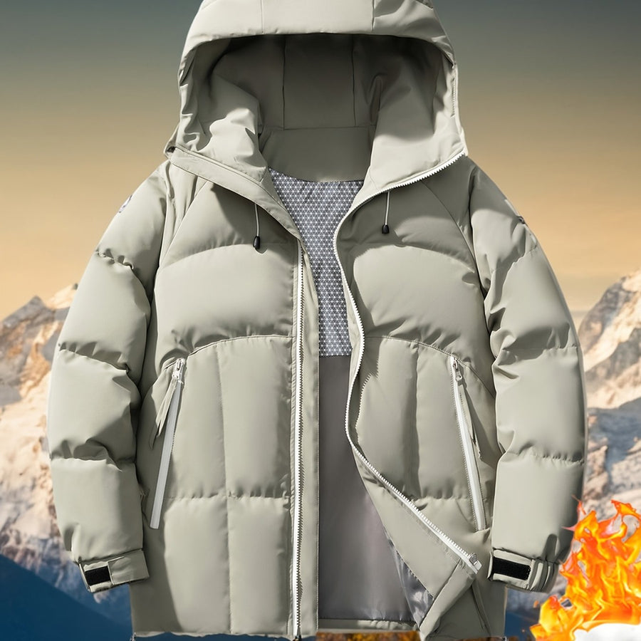 Veste matelassée, coupe-vent, à capuche, gris vert, coloris gris vert, détail