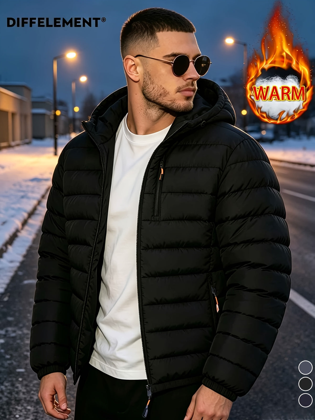 Veste pour homme, coupe-vent, à capuche, col montant