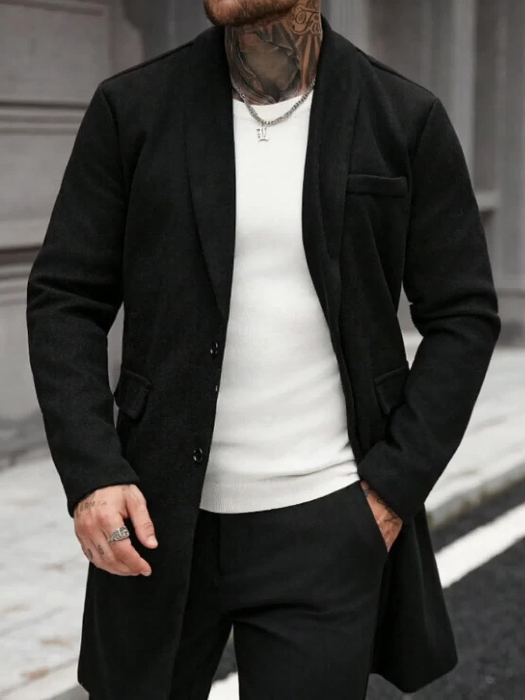 Trench pour homme, à revers, modele 3