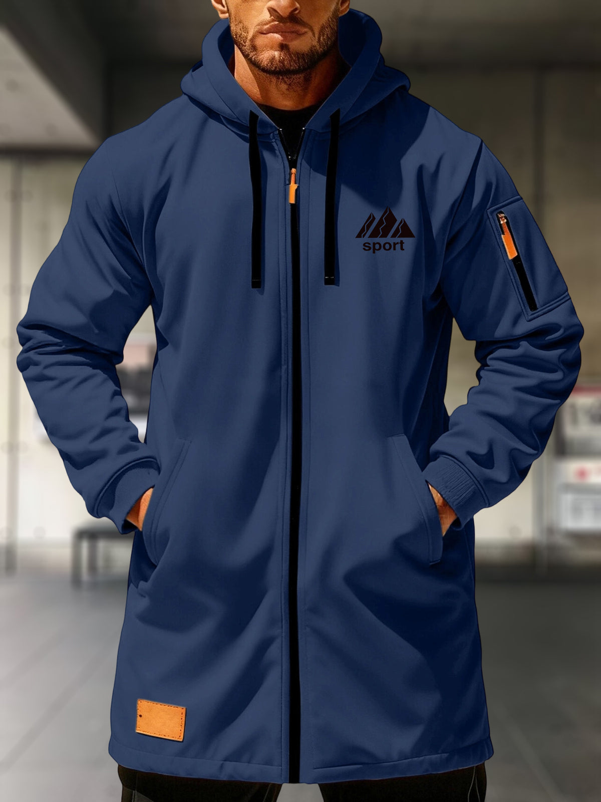 Veste pour homme, à capuche, bleu marine