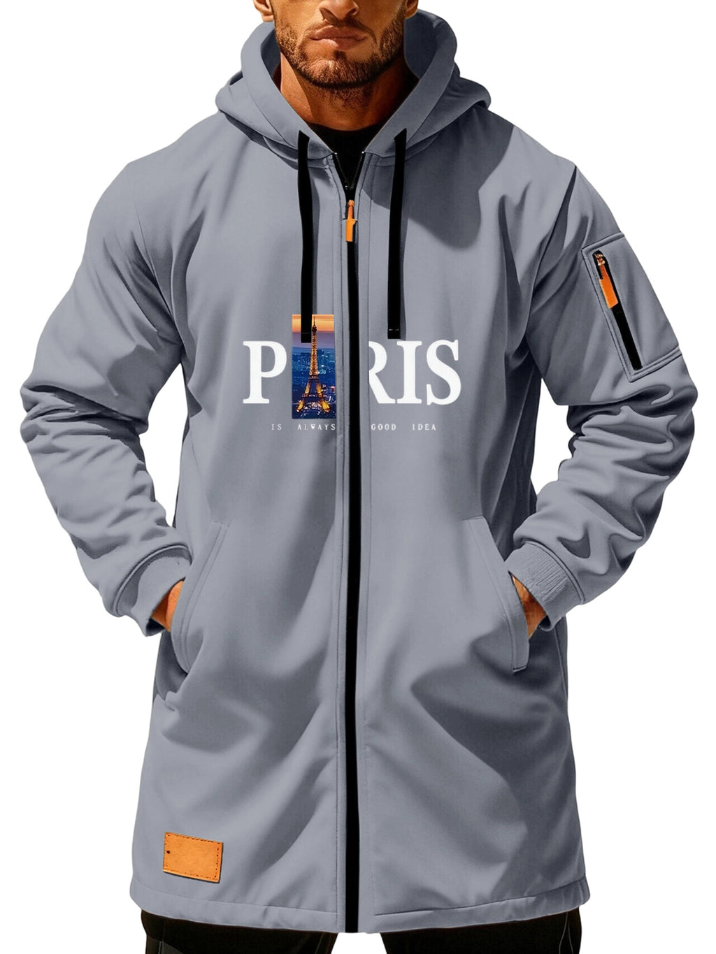 Trench pour homme, à capuche, noir