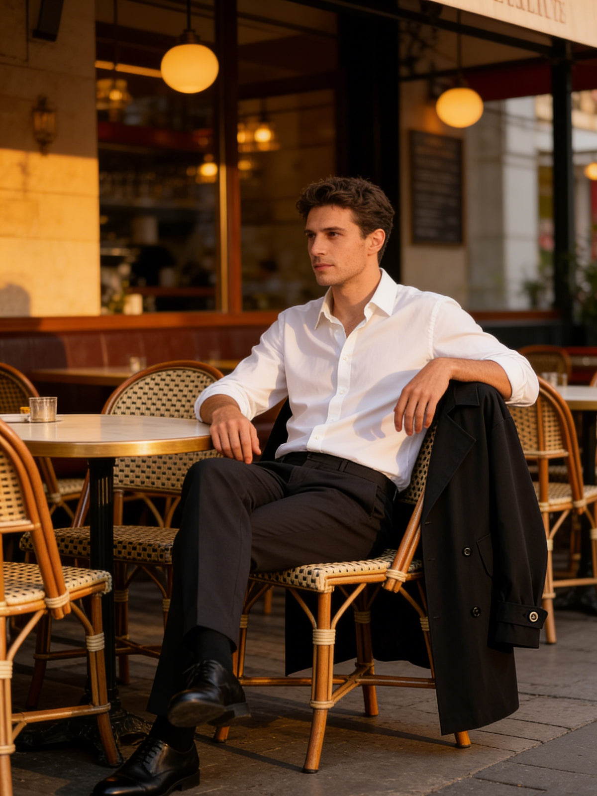 Trench mi-long pour homme, à revers, mi-long