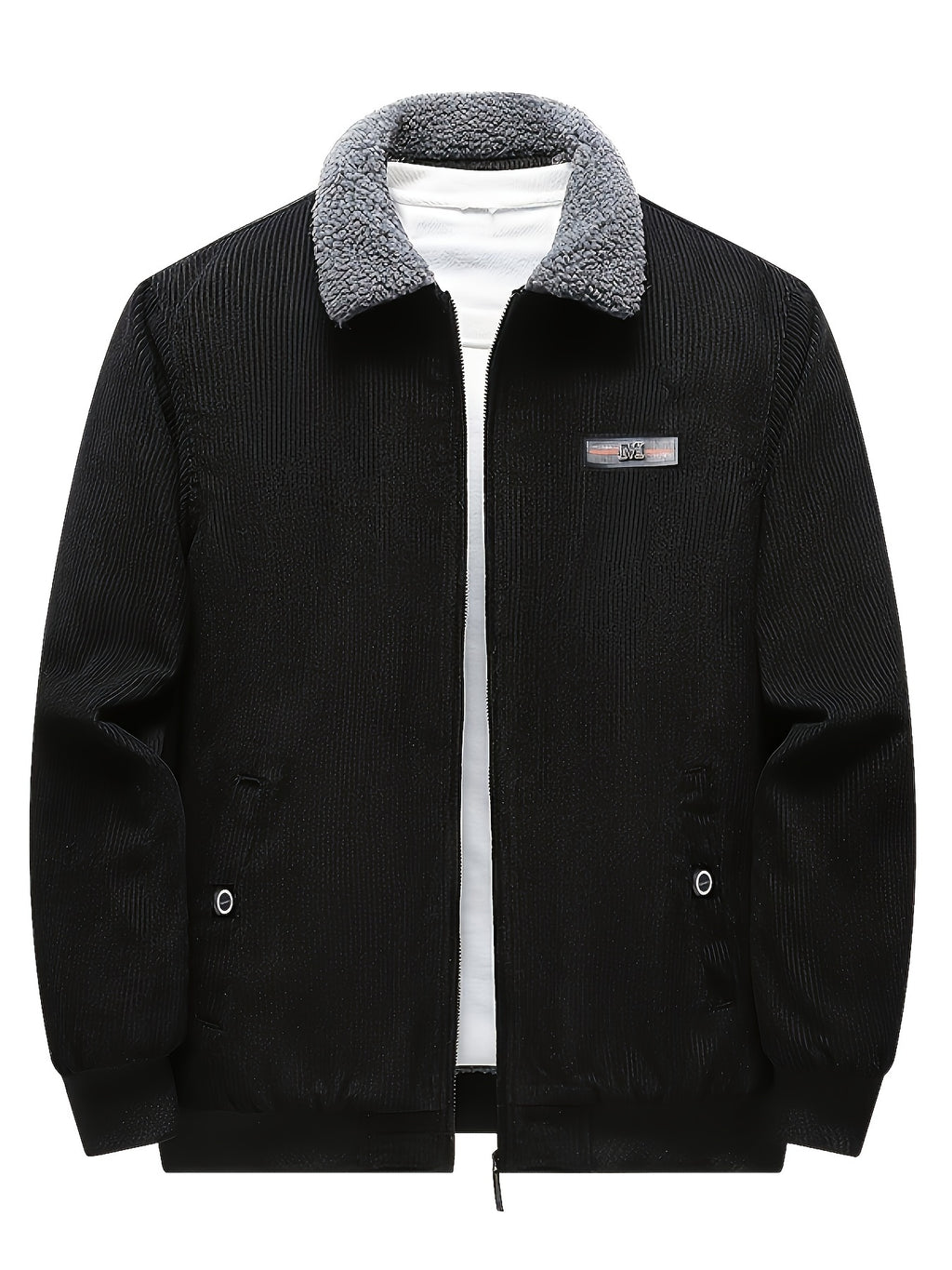 Veste, velours côtelé, à revers, gris, photo 4