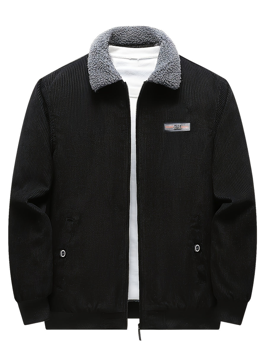 Veste, velours côtelé, à revers, gris, photo 4