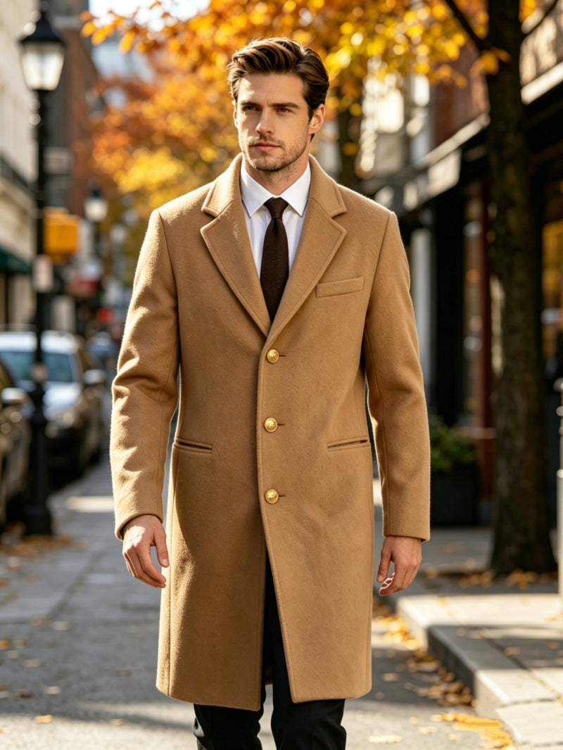 Manteau pour homme, à revers, gris