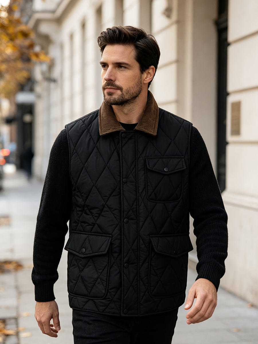 Manteau matelassé, coupe-vent, à revers, vert, détail du vêtement