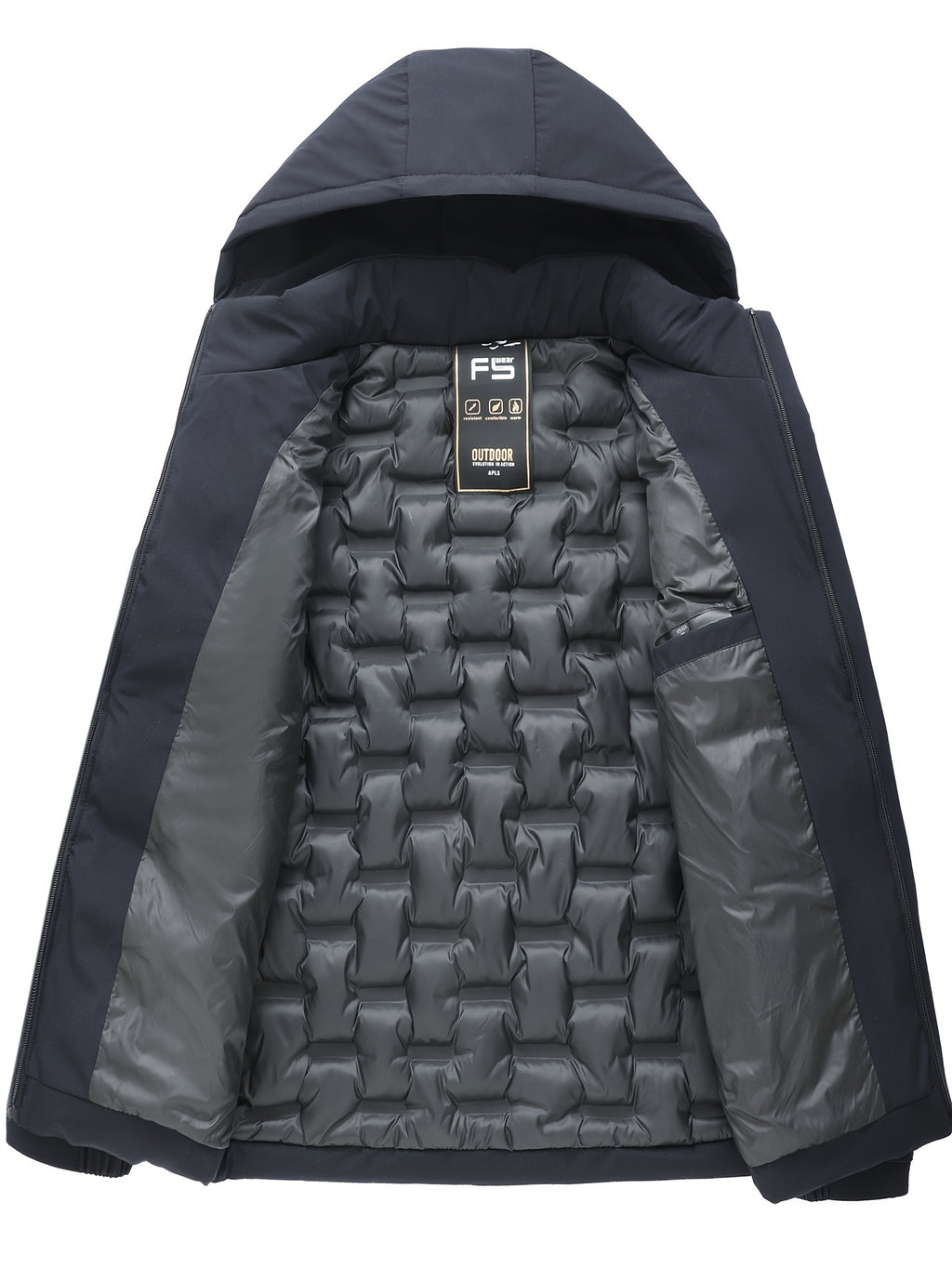 Veste matelassée pour homme, à capuche, kaki