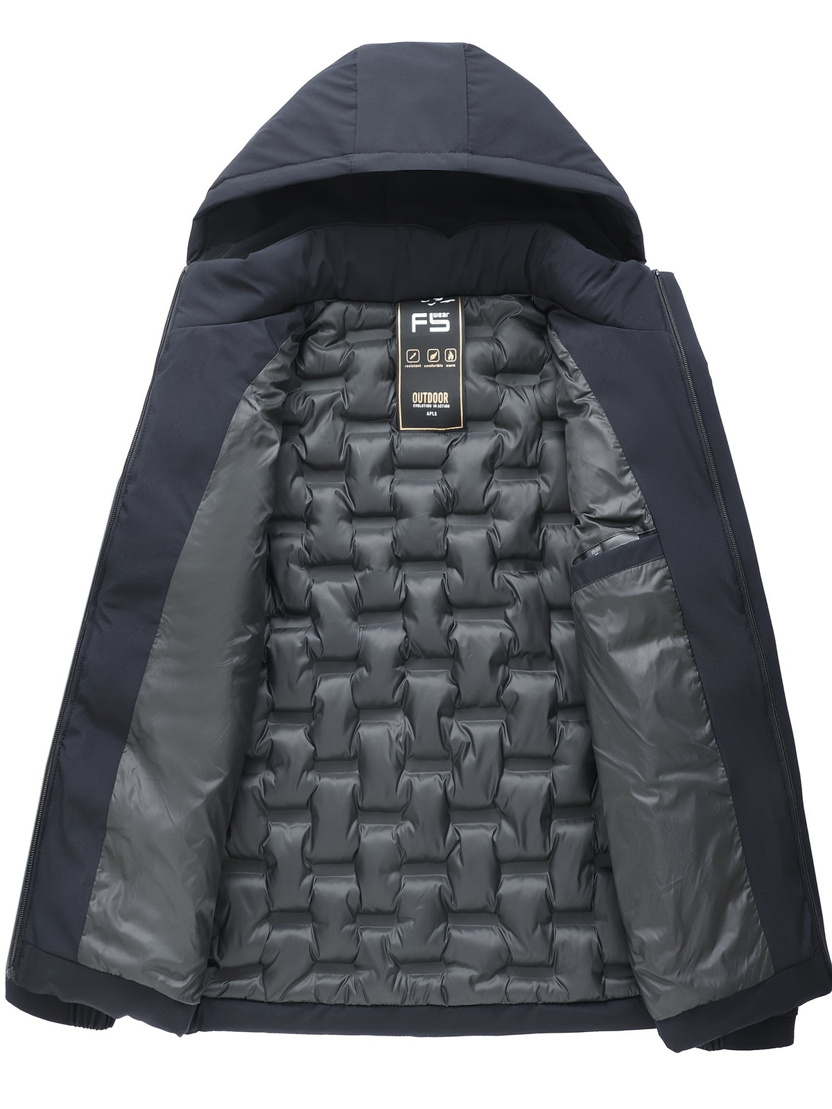 Veste matelassée pour homme, à capuche, kaki