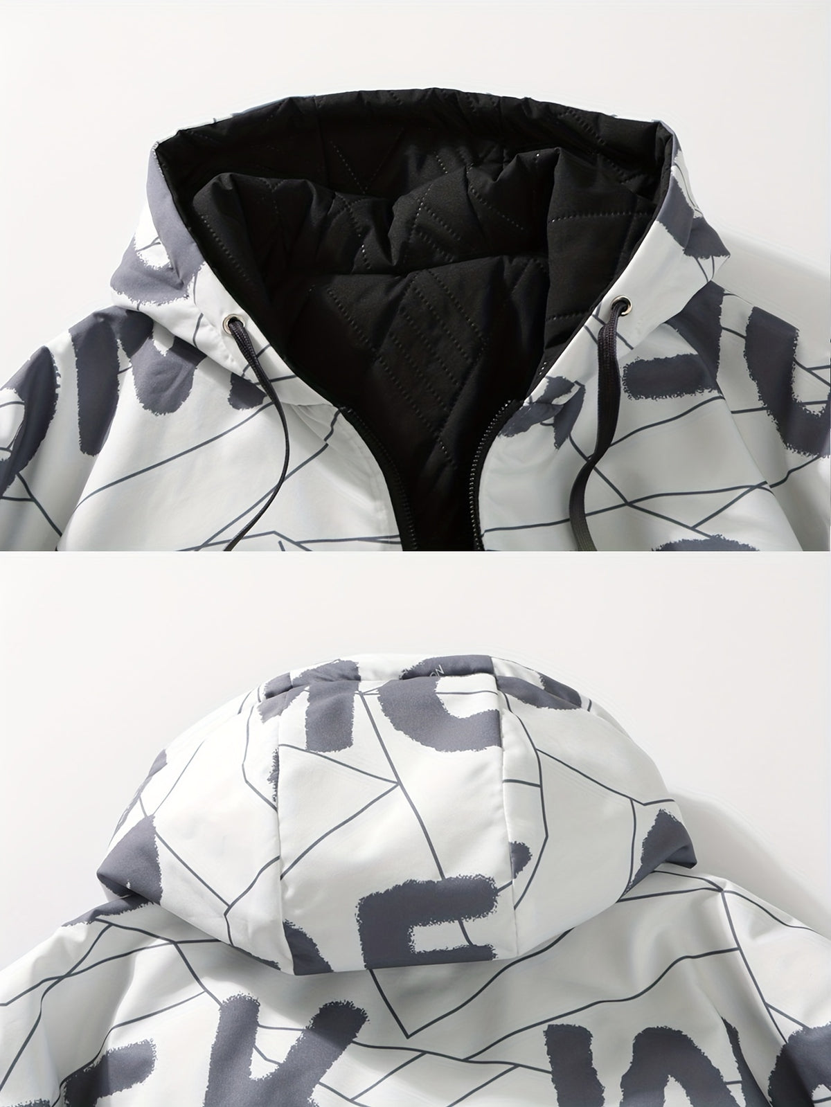 Veste matelassée pour homme, réversible, à capuche, noir