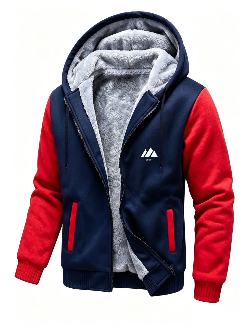 Veste en fausse fourrure long pour homme, polaire, à capuche