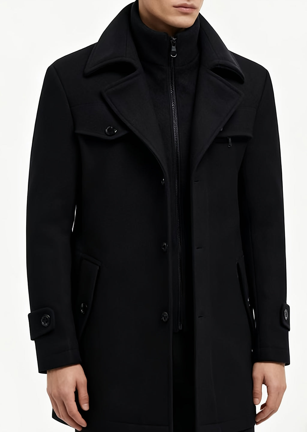 Manteau en laine long pour homme, 30 % laine, velours