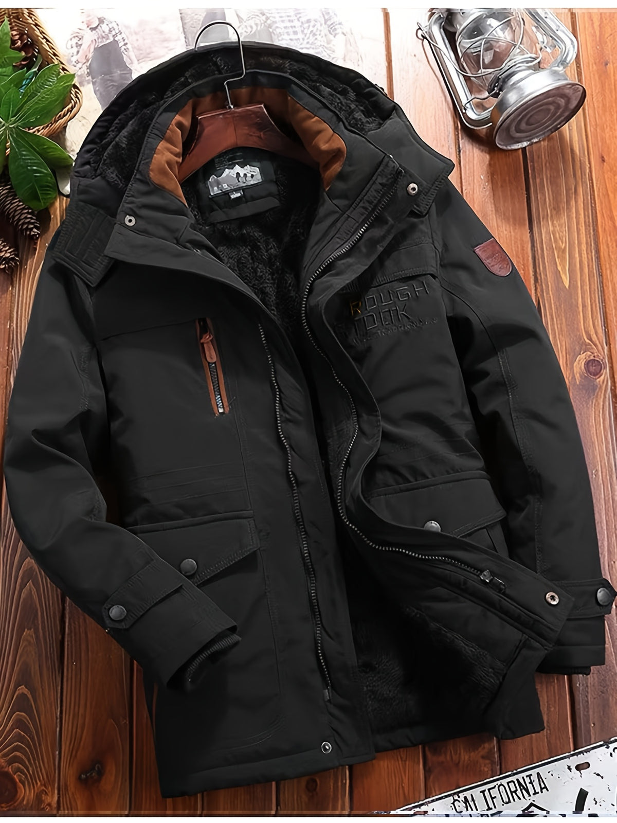 Veste pour homme, capuche amovible, black-