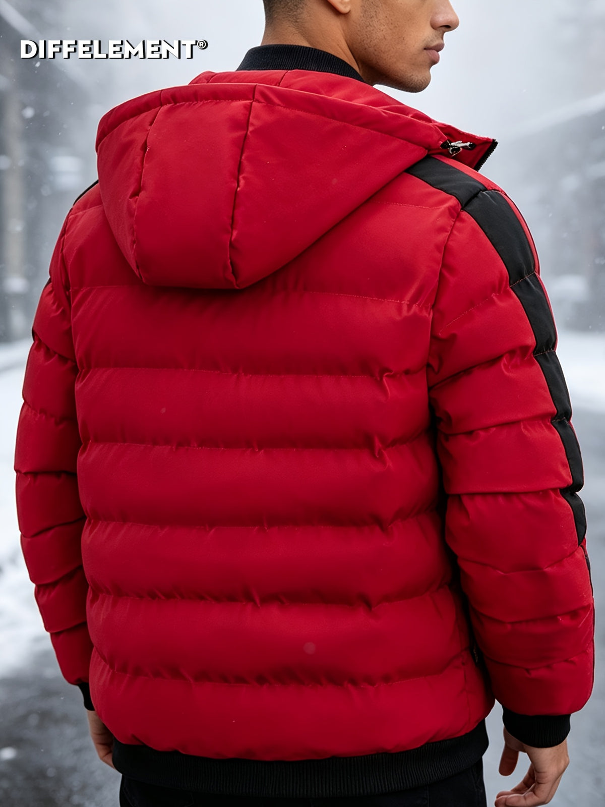 Manteau matelassé pour homme, réversible, à capuche