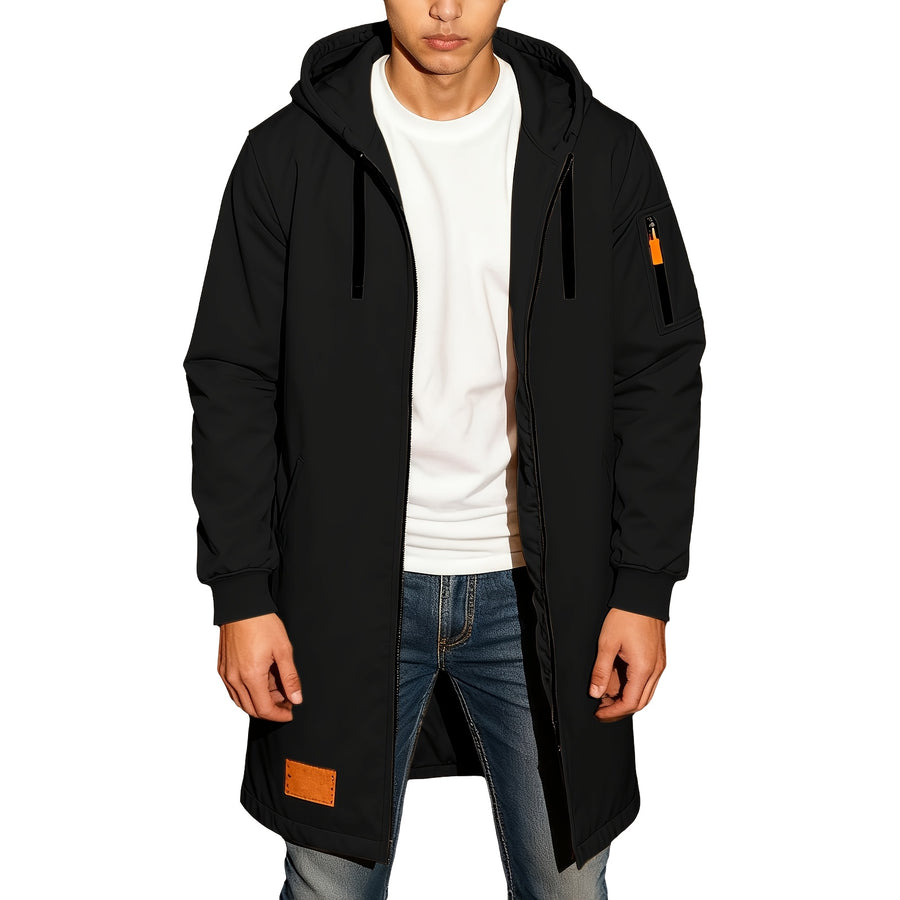 Veste long, à capuche, noir, photo 9