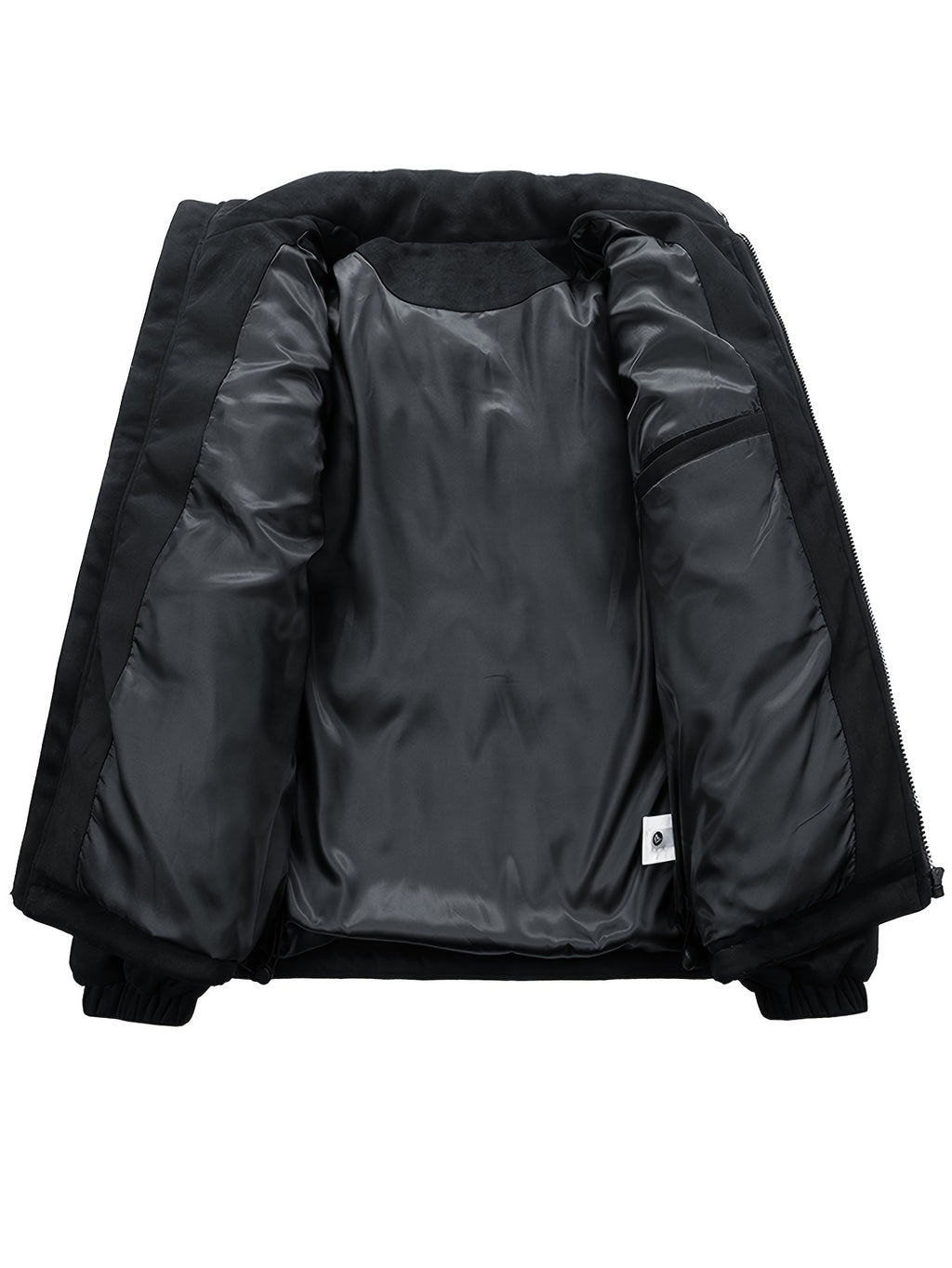 Veste pour homme, à col montant, noir brillant