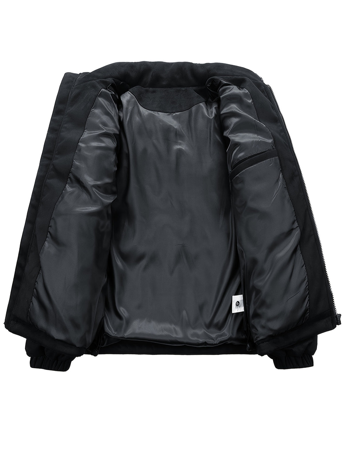 Veste pour homme, à col montant, noir brillant