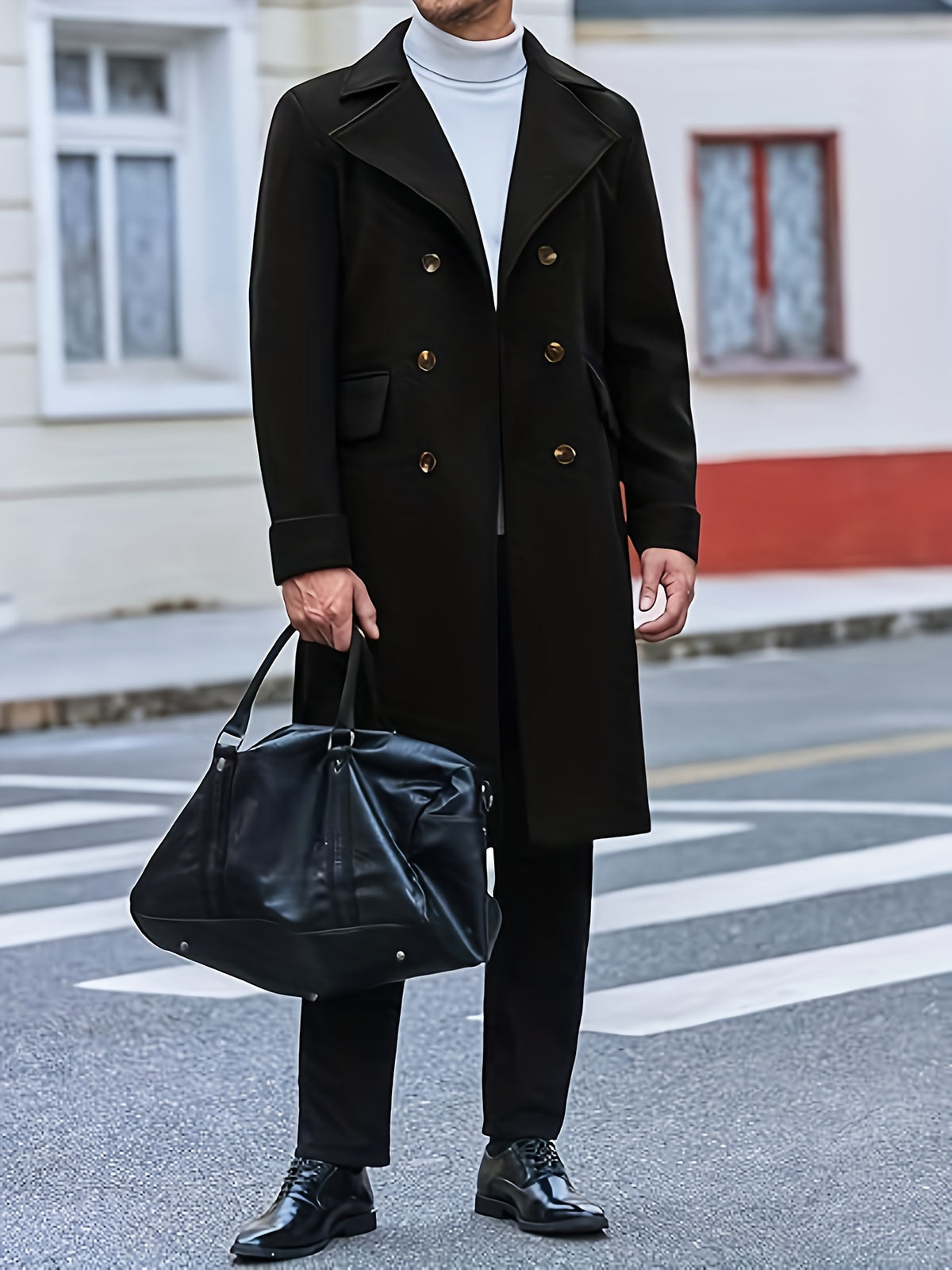 Manteau pour homme, à revers, brun jaunâtre