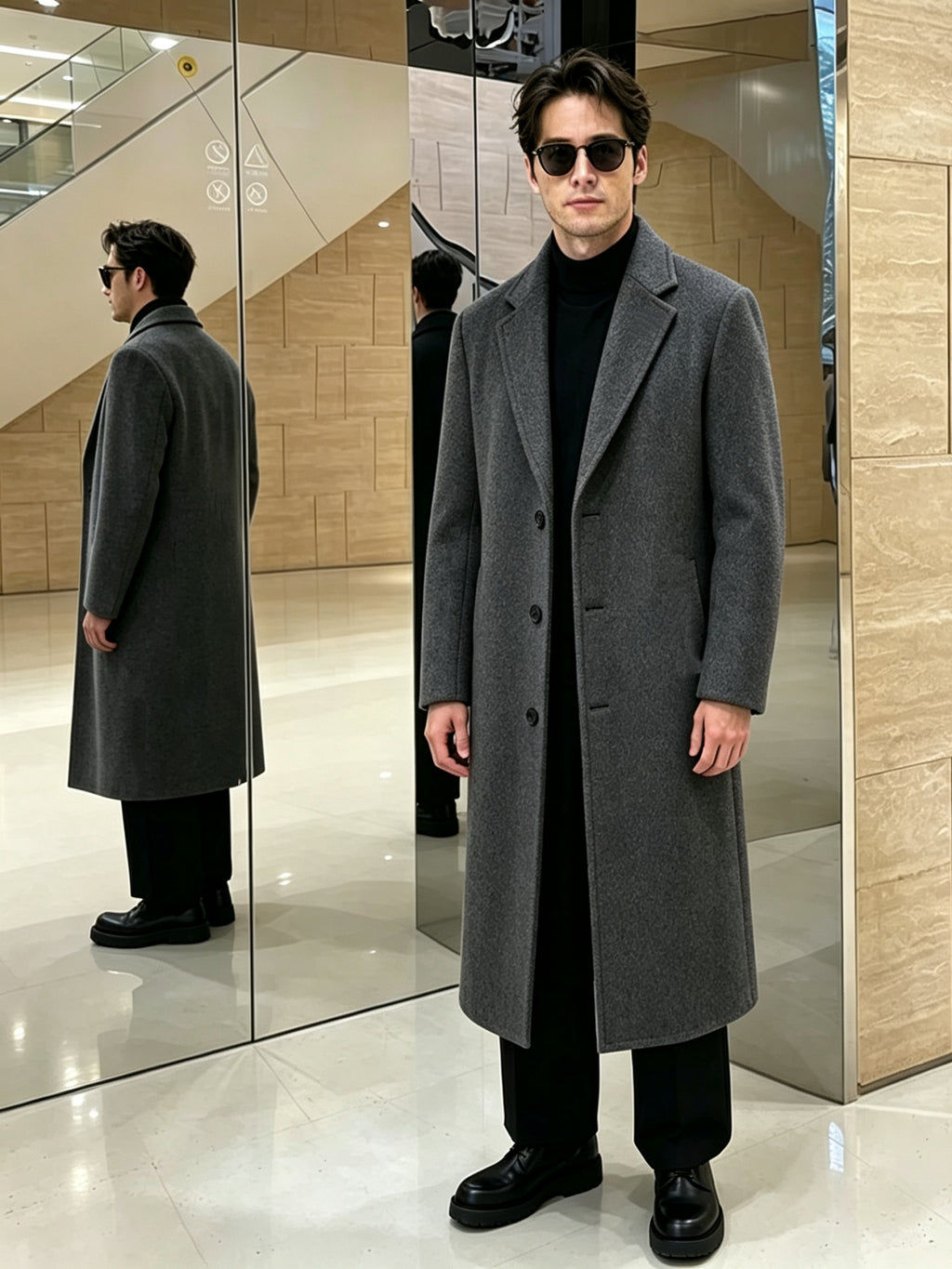 Trench pour homme, à revers, rouge