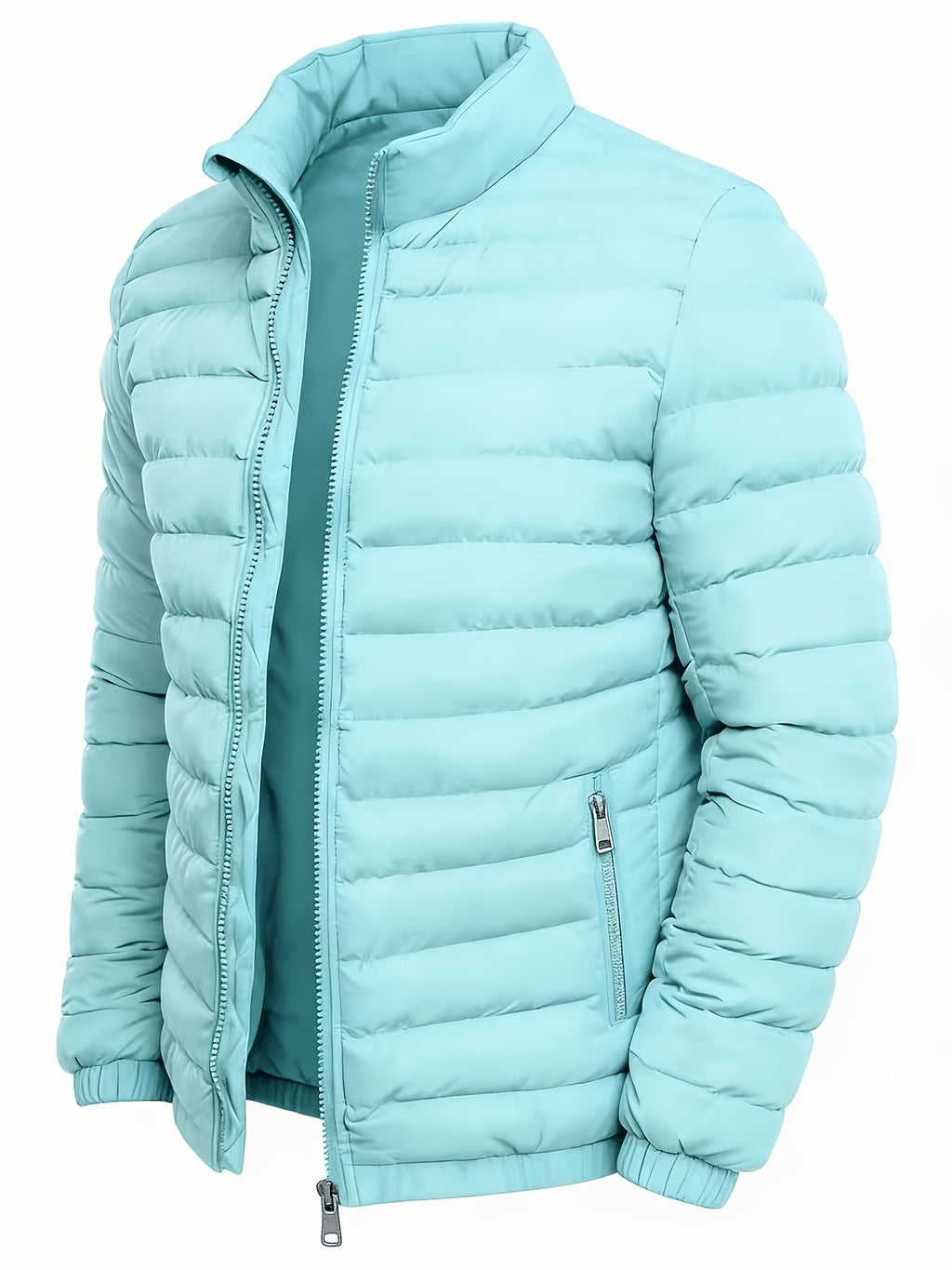 Manteau matelassé pour homme, à col montant, bleu ciel