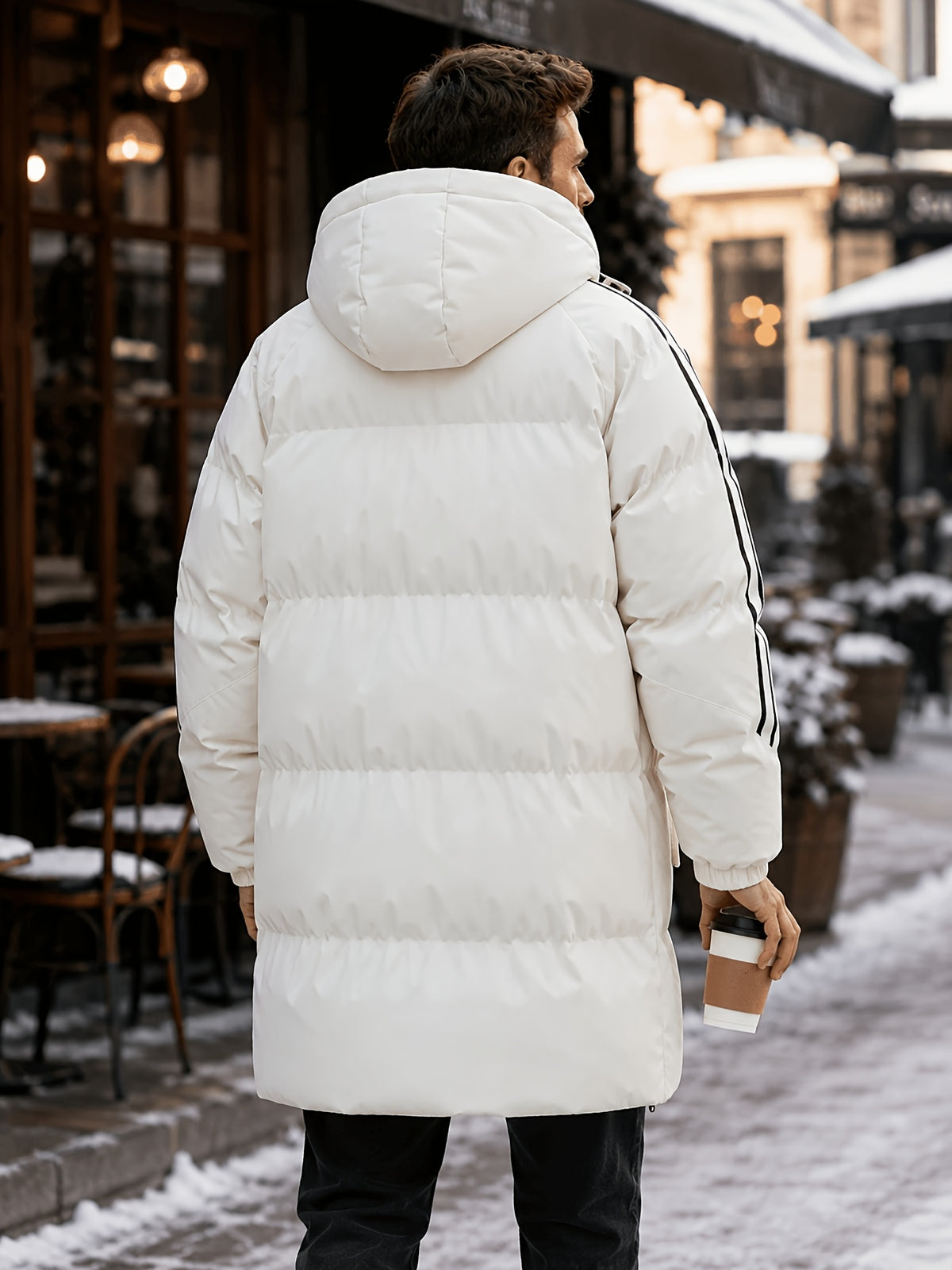 Parka long pour homme, à carreaux, à capuche