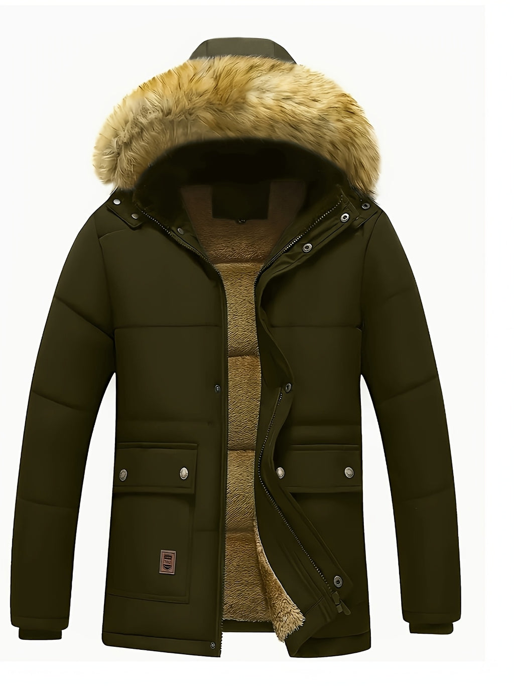 Manteau pour homme, grandes tailles, à capuche, olive