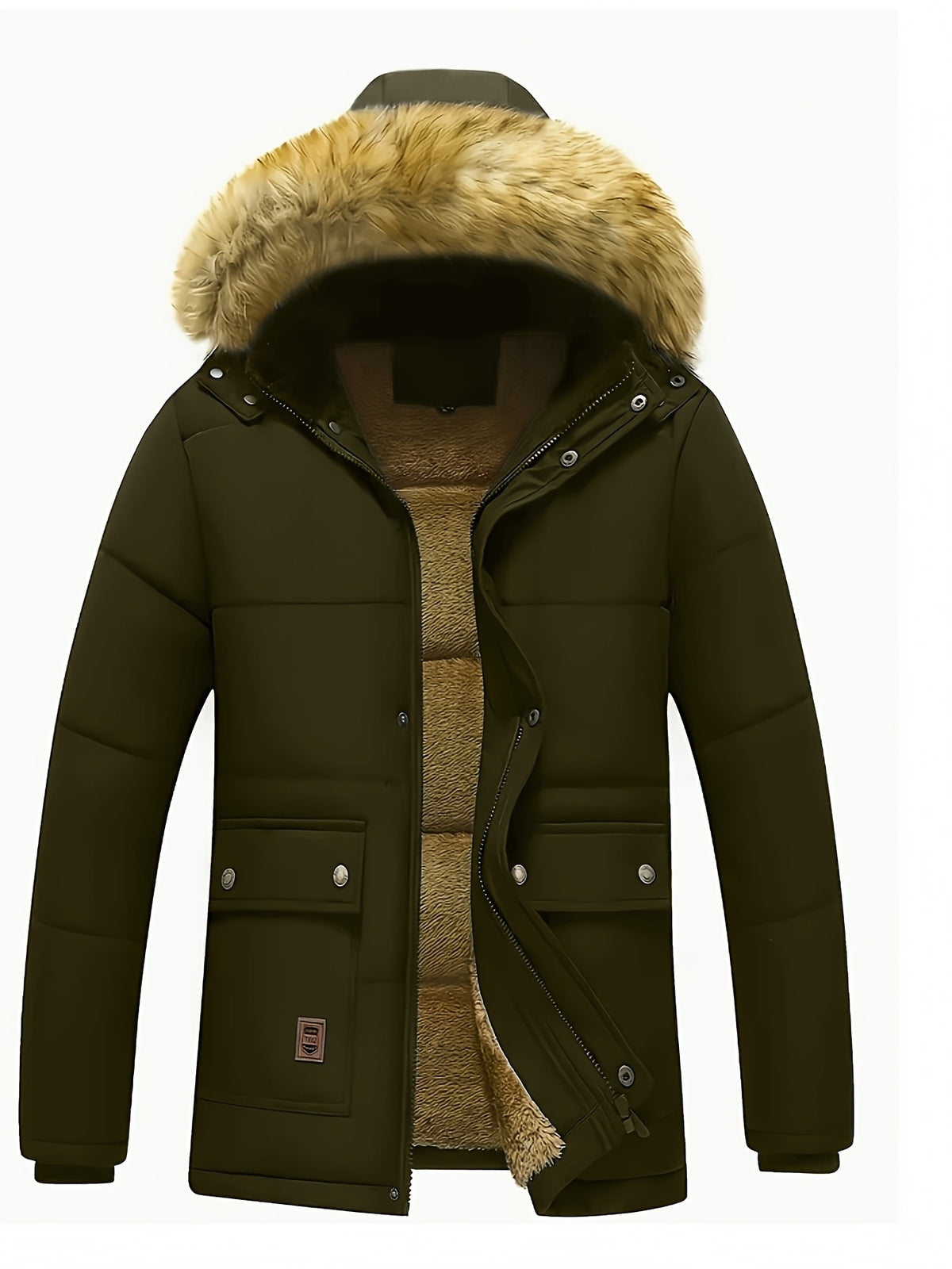 Manteau pour homme, grandes tailles, à capuche, olive