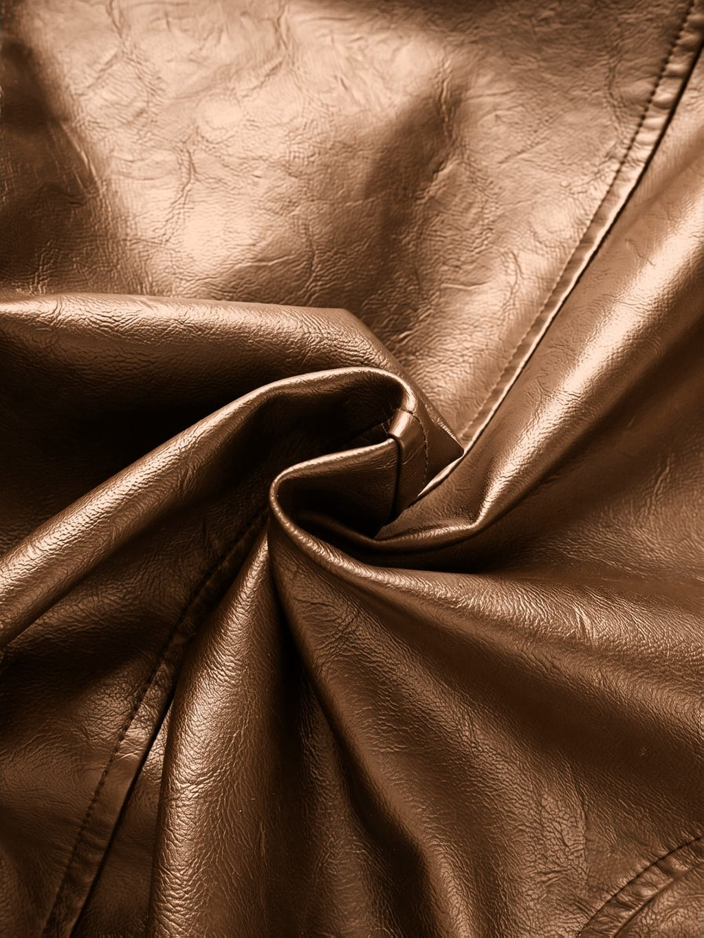 Veste en cuir PU longue, à revers, photo 7