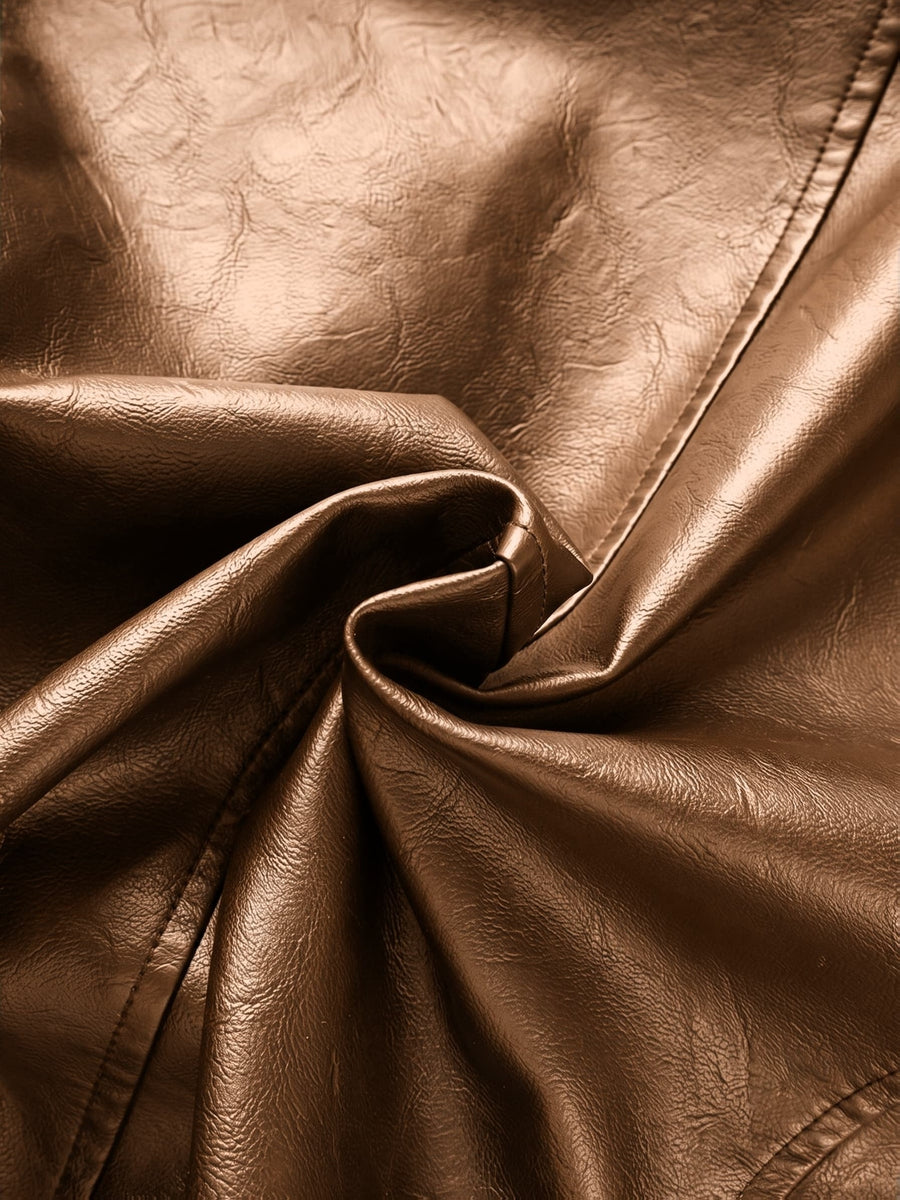 Veste en cuir PU longue, à revers, photo 7