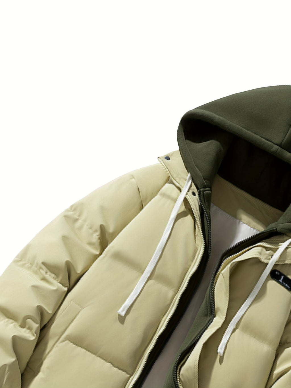 Manteau pour homme, à capuche, kaki foncé