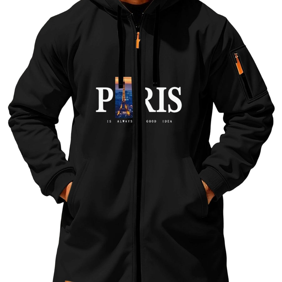Trench, à capuche, noir, coloris noir