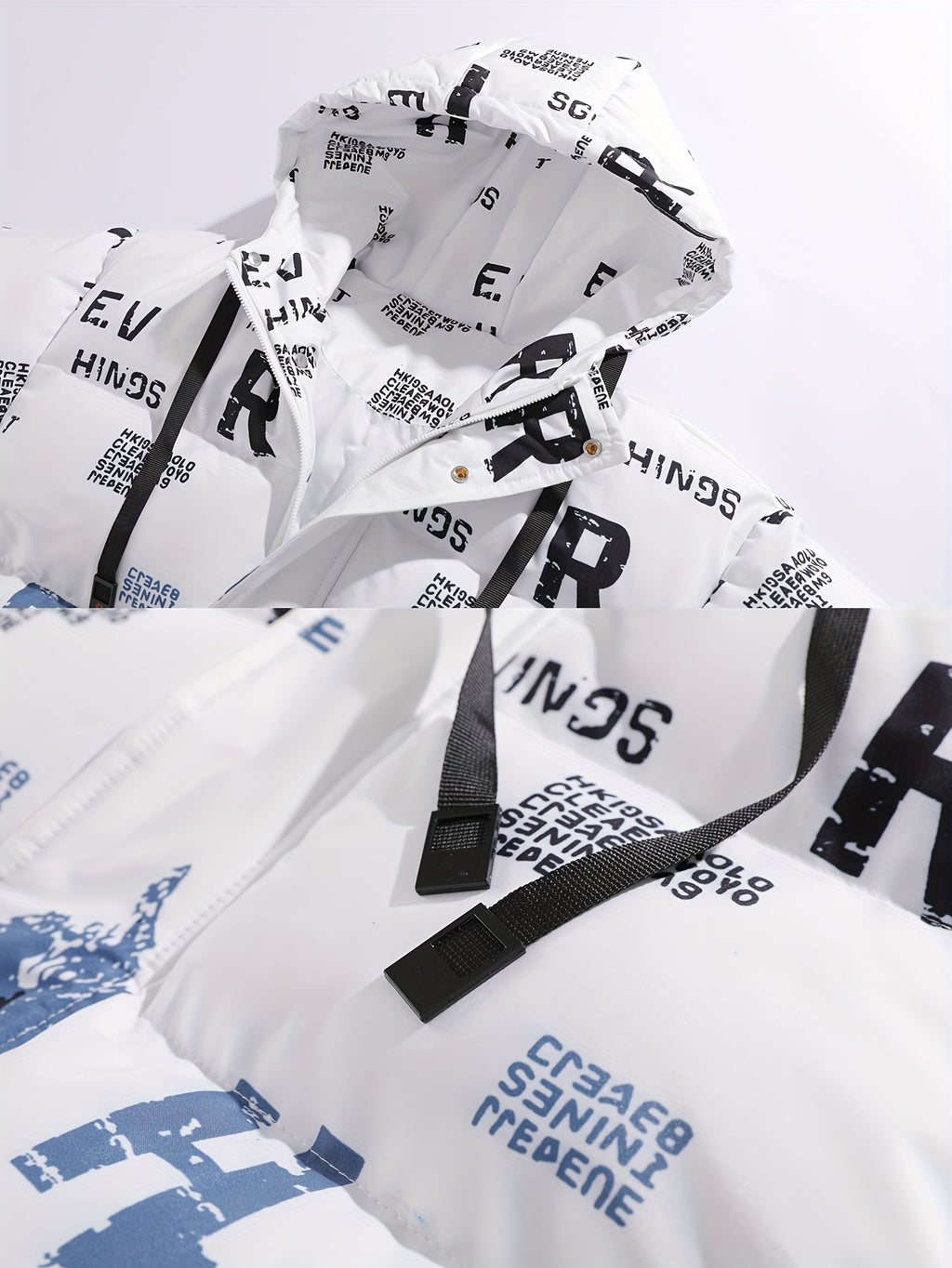 Veste pour homme, à capuche, blanc et gris
