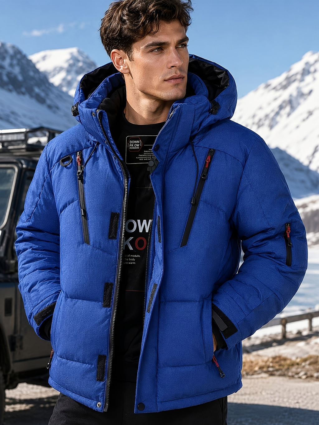 Doudoune matelassée pour homme, à capuche