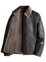 Veste en cuir PU, velours, à revers