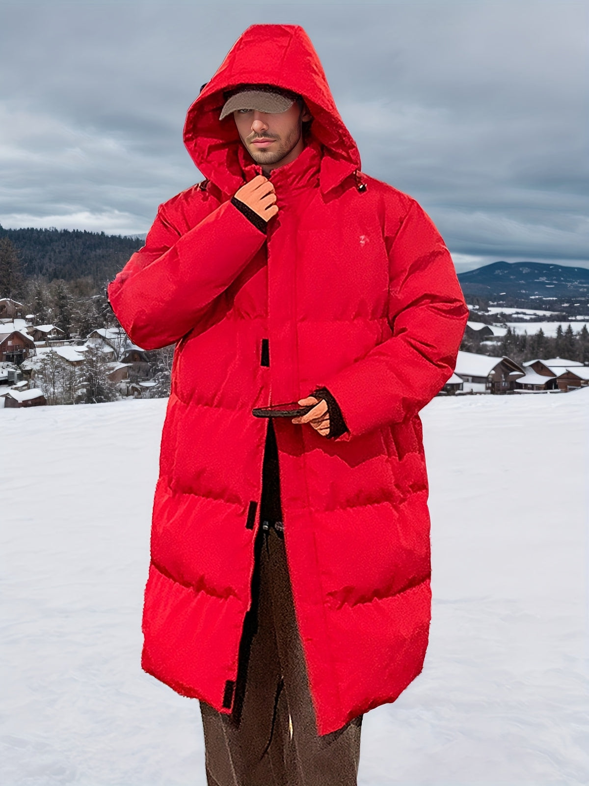 Manteau matelassé pour homme, coupe-vent, à capuche, gris