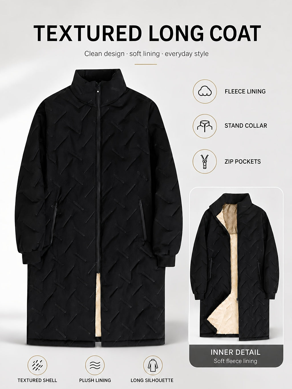 Parka pour homme, à col montant
